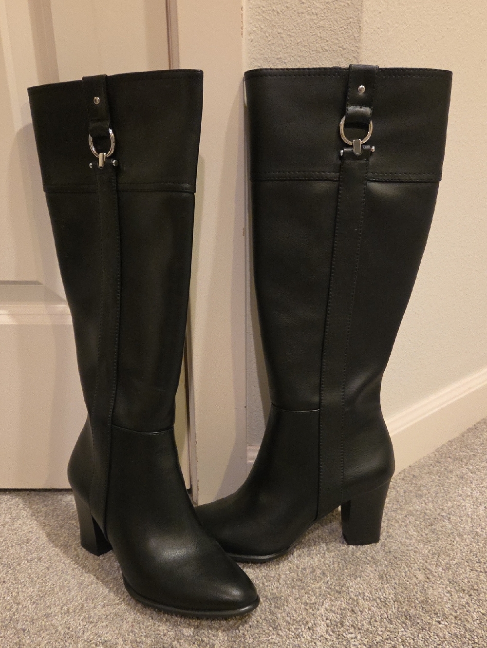 Alfani Black Over-the-Knee Heeled Boots with Ring Detail